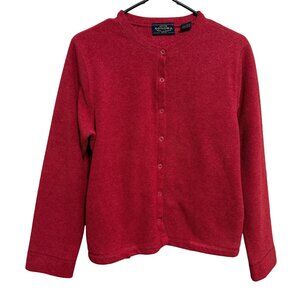 Sonoma Womens Petite Red Button-Up Cardigan Sweater PM Polyester Blend